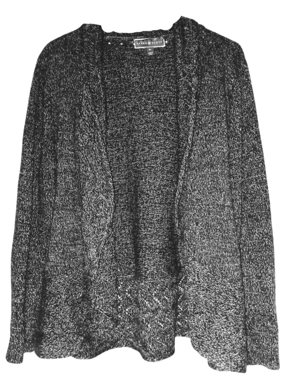 KAREN SCOTT XL Cardigan Heather Black Preppy Sophisticated Relaxed Cottagecore